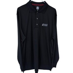 Black Footjoy Long Sleeve Golf Polo Shirt Large FHLB Cincinnati Branding Golfing